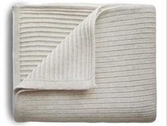 Mushie beige melange babytæppe strik